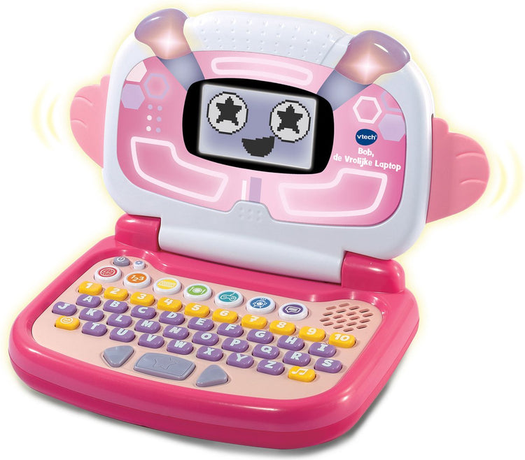 Vtech bob, le joyeux portable rose - ordinateur jouet - apprentissage des lettres, des chiffres et du comptage - 3 à 7 ans