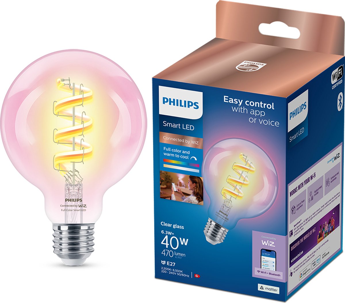 Philips LED Philips filament transparent 40W G95 E27