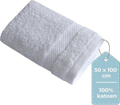 Faire taire. serviette Living Hush Living - par pièce - 50×100 cm - 100% coton - qualité lourde 500g m2 - bordure élégante et boucle de suspension - blanc