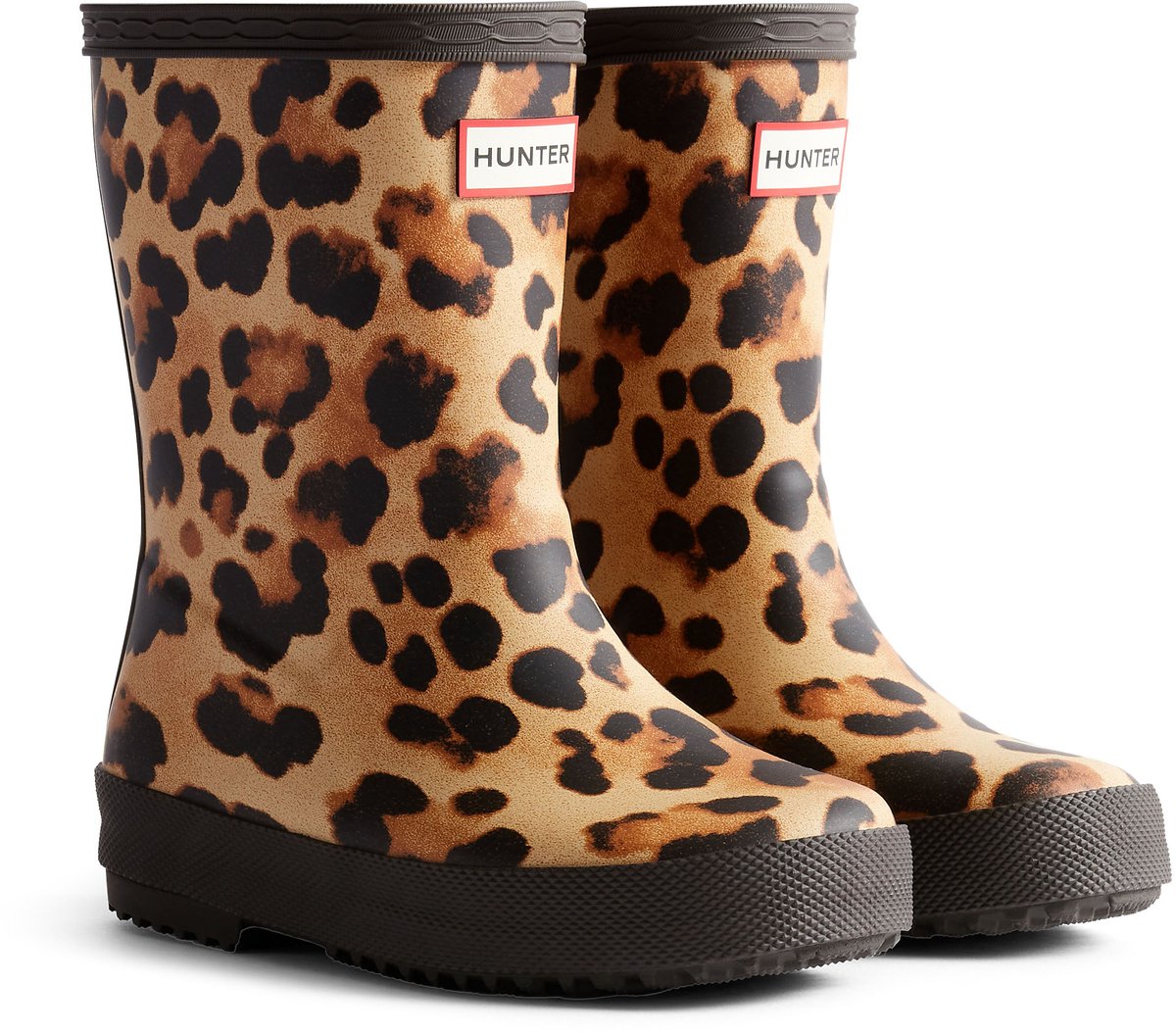 Première botte Hunter Kids à imprimé léopard léopard marron chocolat - taille 28