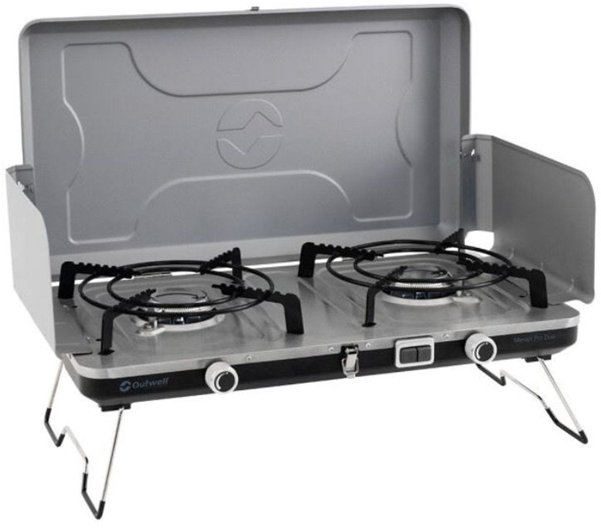 Outwell merapi pro duo - cuisinière à gaz - 2 brûleurs de 3000w - compacte et légère - sûre et conviviale