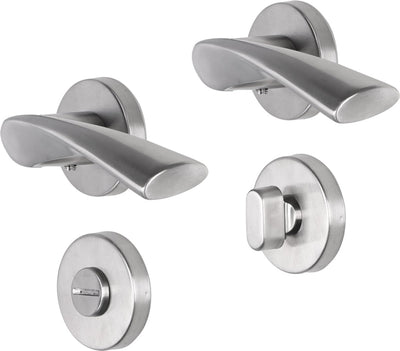 Poignée de porte Impresso - Wigston - pour l'intérieur - ronde avec rosace de toilette ronde - acier inoxydable - 2 pièces