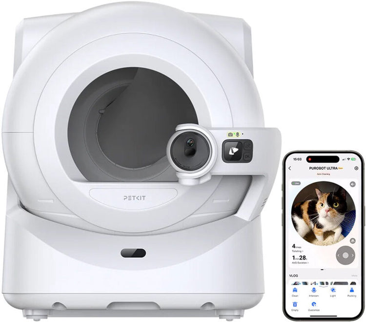 Petkit - purobot ultra - bac à litière automatique - avec caméra - révolutionnaire 360° - surveillance du comportement - santé animale