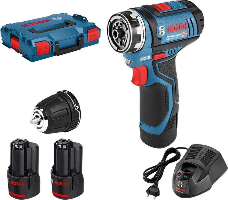 Perceuse-visseuse sans fil Bosch GSR 12V-15 FC (2x 2,0Ah + Gal 1230 CV + GFA 12-B)