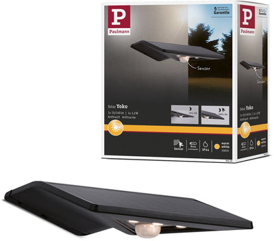 Paulmann éclairage solaire de numéro de maison LED Yoko détecteur de mouvement crépusculaire (IR) IP44 3000K 42lm anthracite