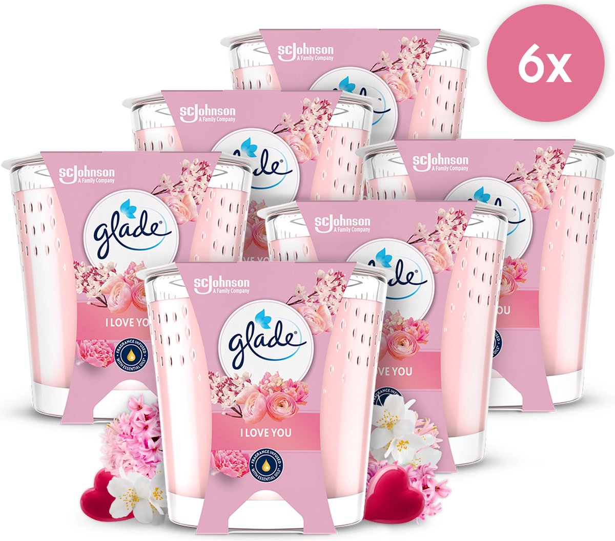 Bougie parfumée Glade je t'aime 100% cire de colza