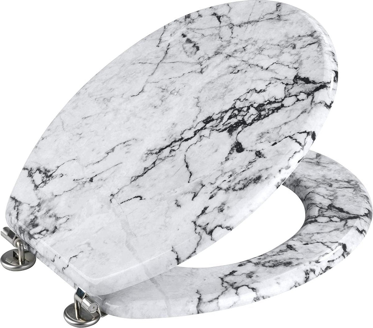 Abattant de toilette Wenko onyx - décor marbre - mdf certifié FSC - charnières en acier inoxydable - décor de siège de toilette - siège de toilette avec impression