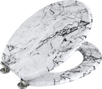 Abattant de toilette Wenko onyx - décor marbre - mdf certifié FSC - charnières en acier inoxydable - décor de siège de toilette - siège de toilette avec impression