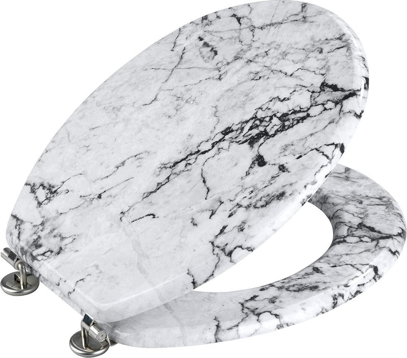 Abattant de toilette Wenko onyx - décor marbre - mdf certifié FSC - charnières en acier inoxydable - décor de siège de toilette - siège de toilette avec impression