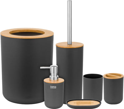 Teesa tsa0400-b - ensemble d'accessoires de salle de bain, noir