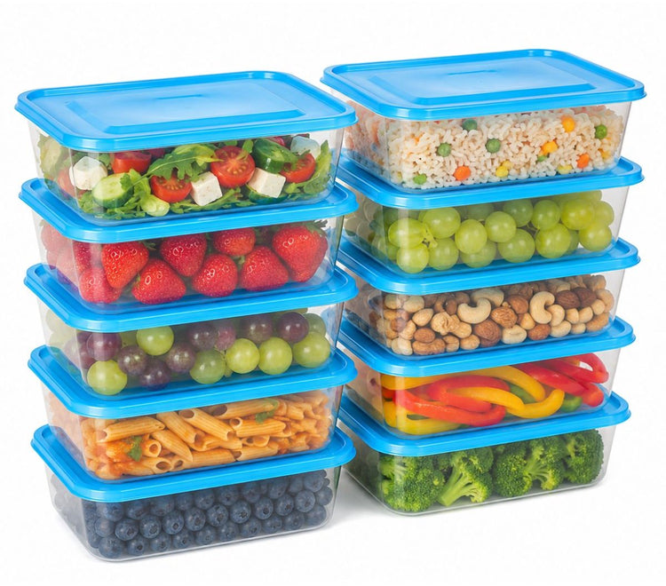 Récipients alimentaires alpina sans marque sans marque 10 pièces - récipients de congélation 600 ml - récipients de préparation de repas hermétiques avec couvercles - plastique