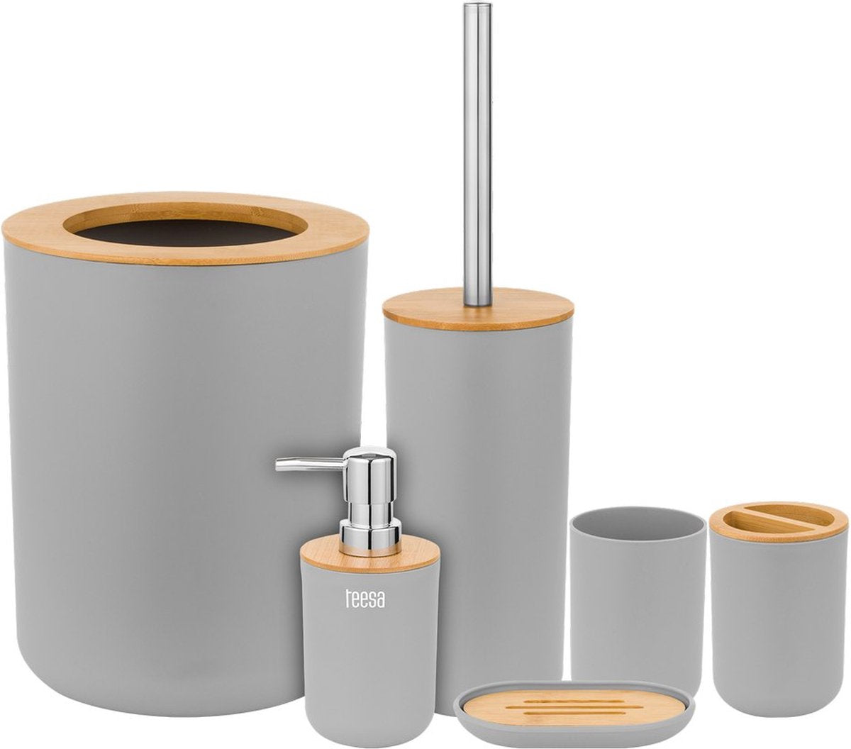 Teesa tsa0400-g - ensemble d'accessoires de salle de bain, gris