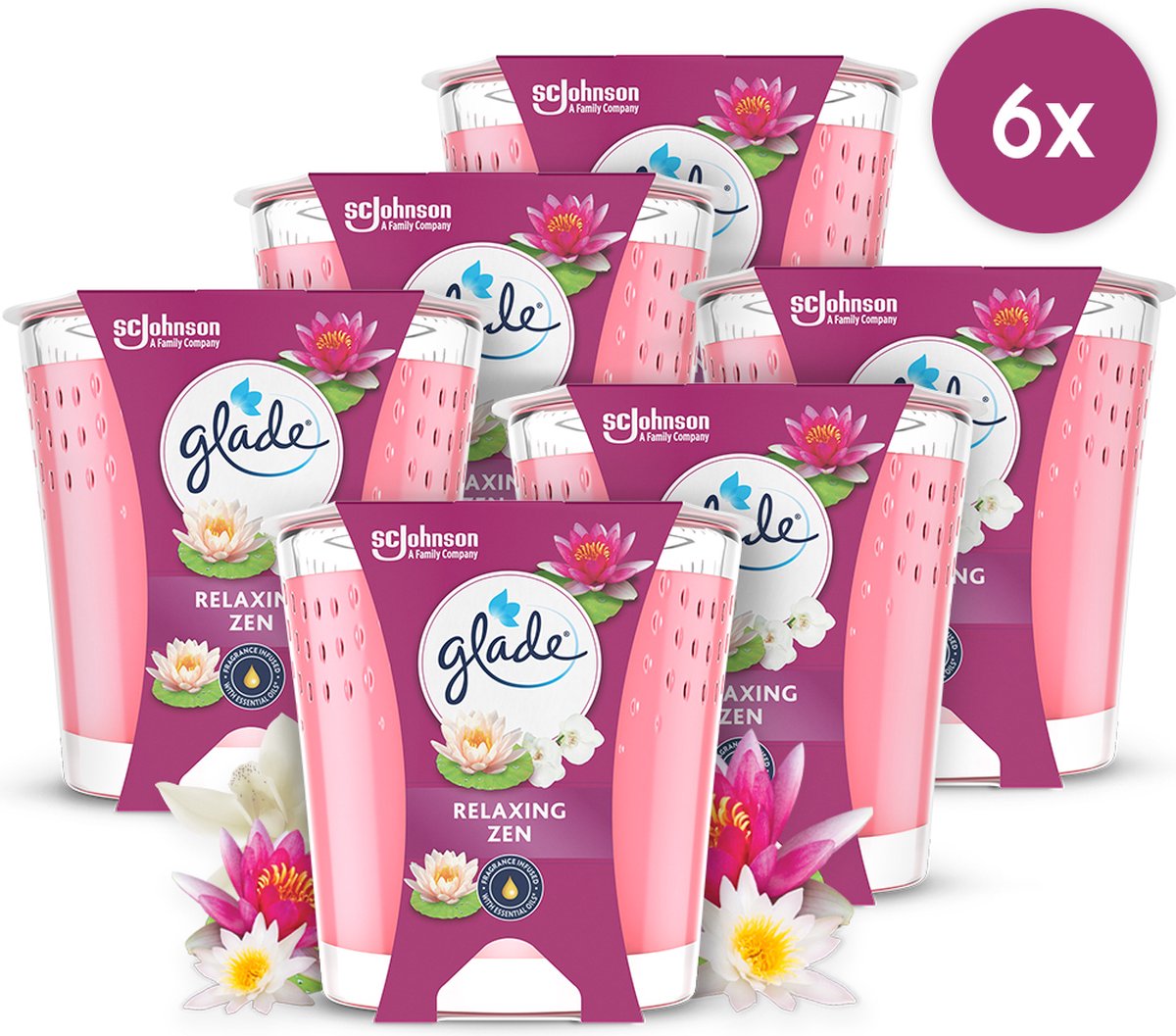 Bougie parfumée Glade relaxant zen 100% cire de colza