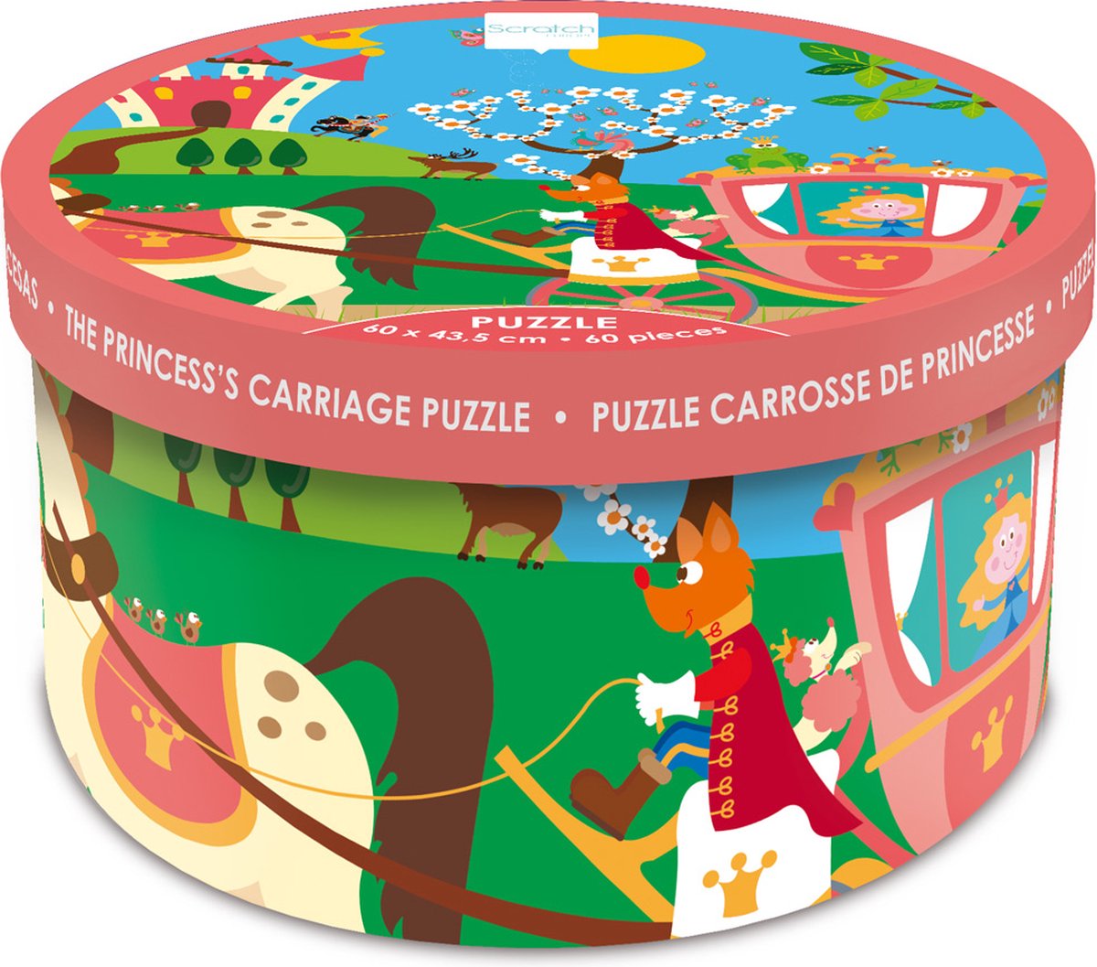 Puzzle à gratter - carrosse de princesse - 60x43,5cm - 60 pièces - 4 ans