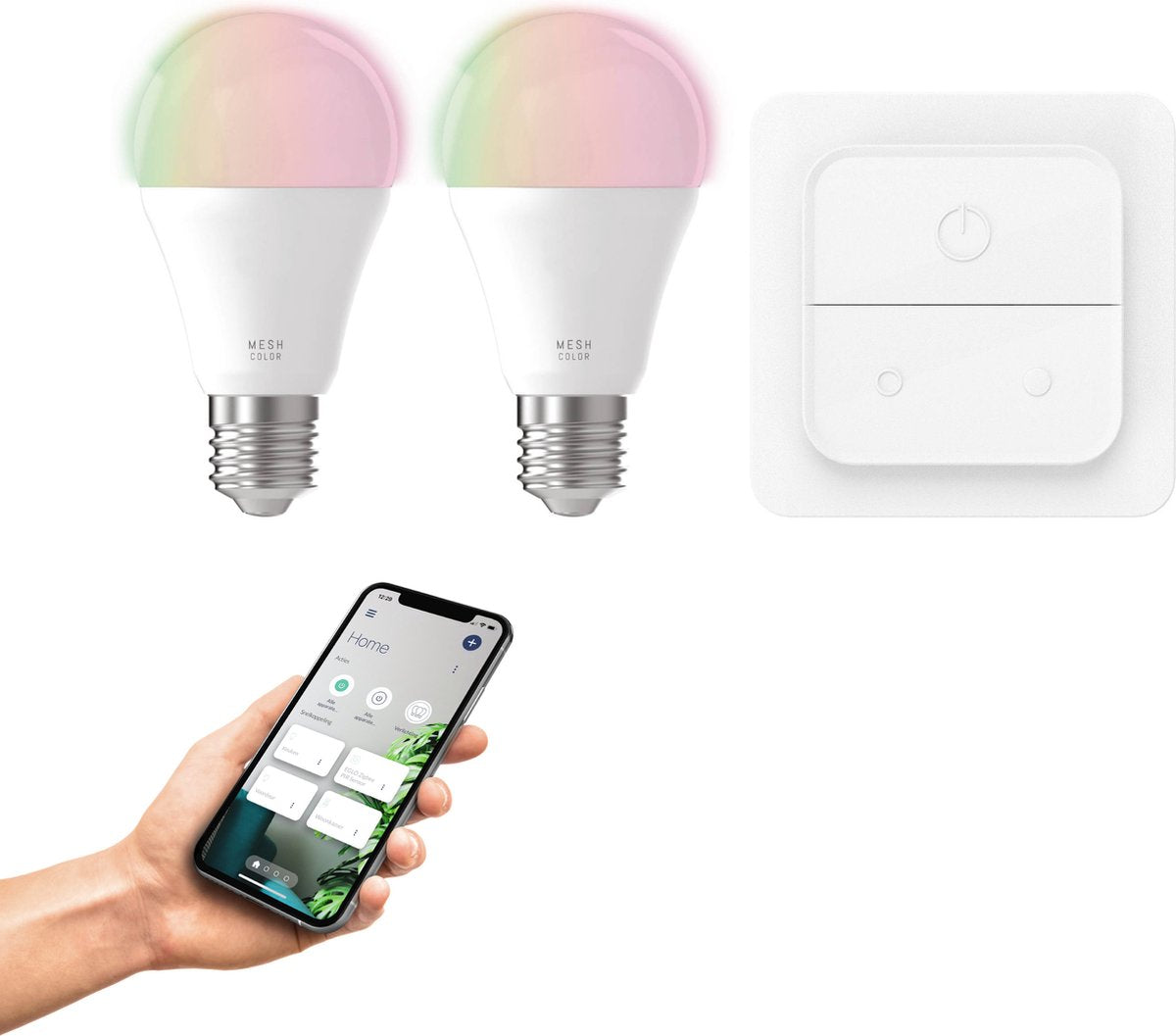 Pack de démarrage intelligent Eglo connect.z - 2x lampes LED e27 - interrupteur mural - lumière blanche RVB réglable - dimmable - zigbee