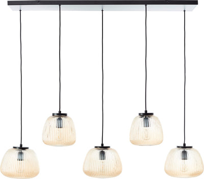 Brilliant Kaizen - suspension - 5 lumières - e27 max 5x25w - verre - ambre - noir