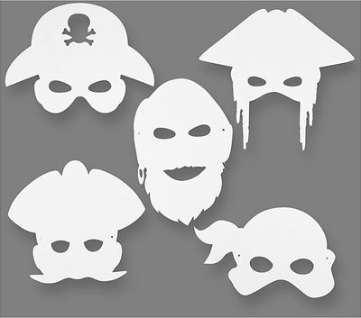 Masques Pirate Company Creativ, H: 16-26 cm, b: 17,5-26,5 cm, 230 gr, blanc, 16 pièces 1 boîte