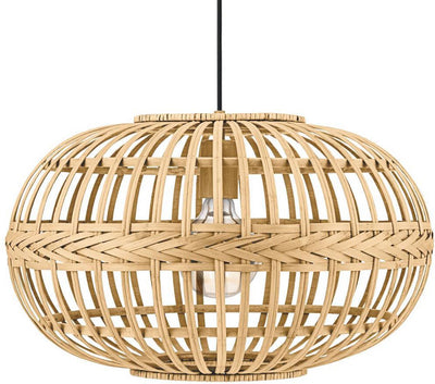 Lampe à suspension Eglo amsfield - e27 - ø 38 cm - bois, bambou - marron