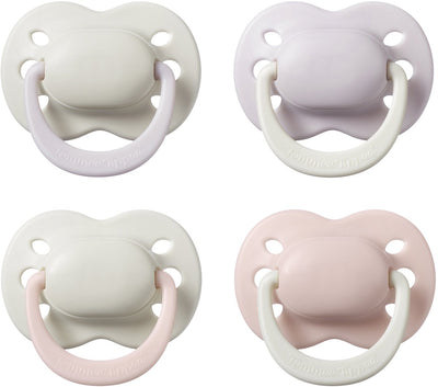 Sucette Tommee Tippee pour nouveau-né - 0-2 mois - 4 pièces - Sucette orthodontique - Silicone 100% sans BPA - Prune pâle et barbe à papa