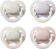 Sucette Tommee Tippee pour nouveau-né - 0-2 mois - 4 pièces - Sucette orthodontique - Silicone 100% sans BPA - Prune pâle et barbe à papa