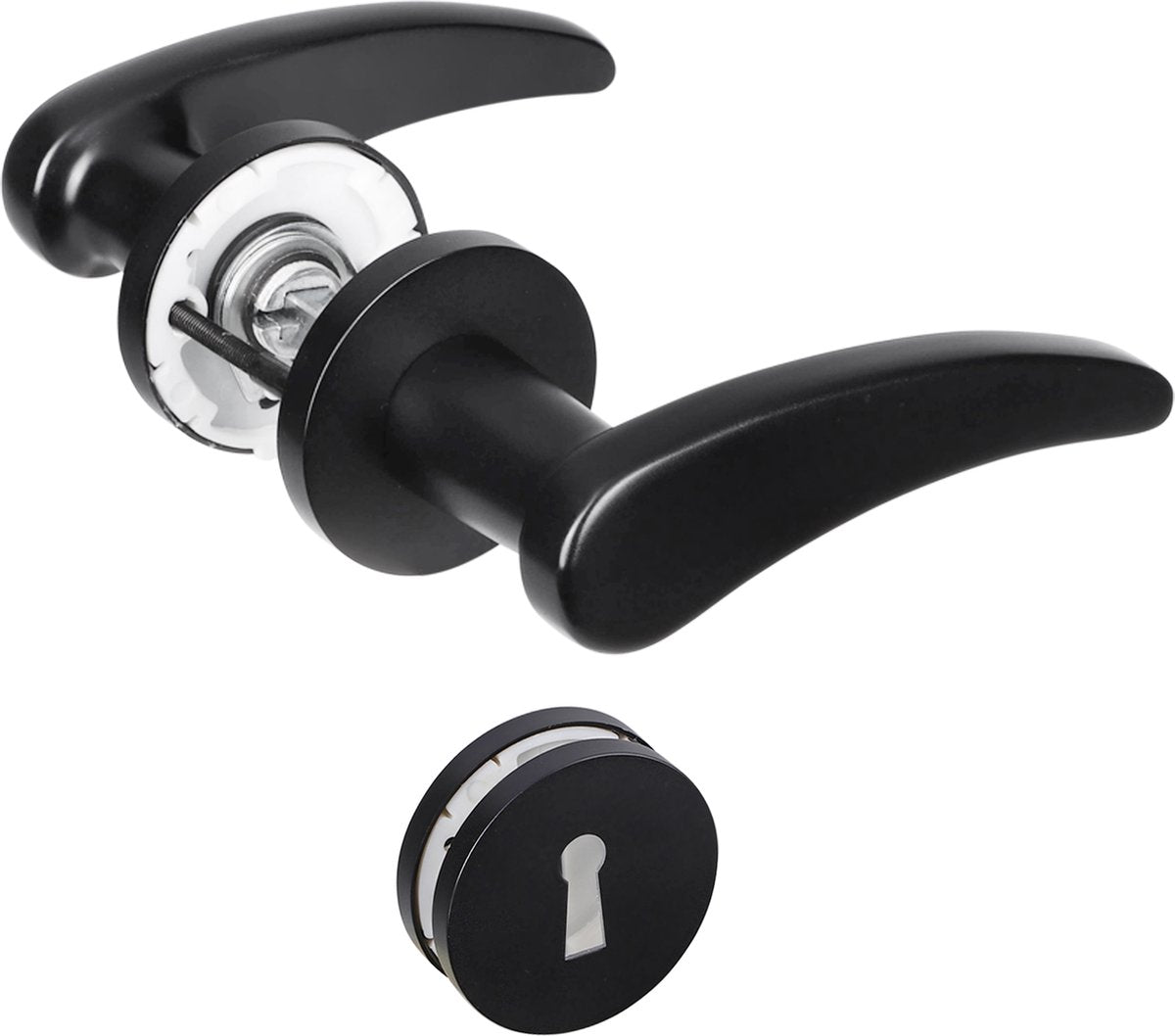 Poignée de porte Impresso - philly - pour l'intérieur - ronde avec rosace à clé ronde - aluminium noir - 2 pièces