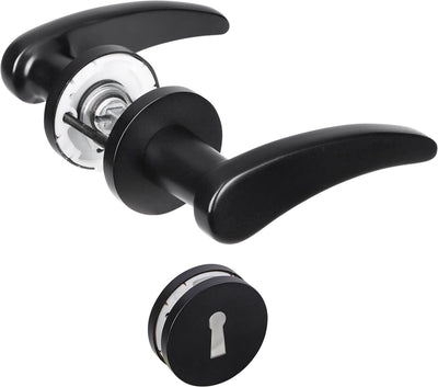 Poignée de porte Impresso - philly - pour l'intérieur - ronde avec rosace à clé ronde - aluminium noir - 2 pièces