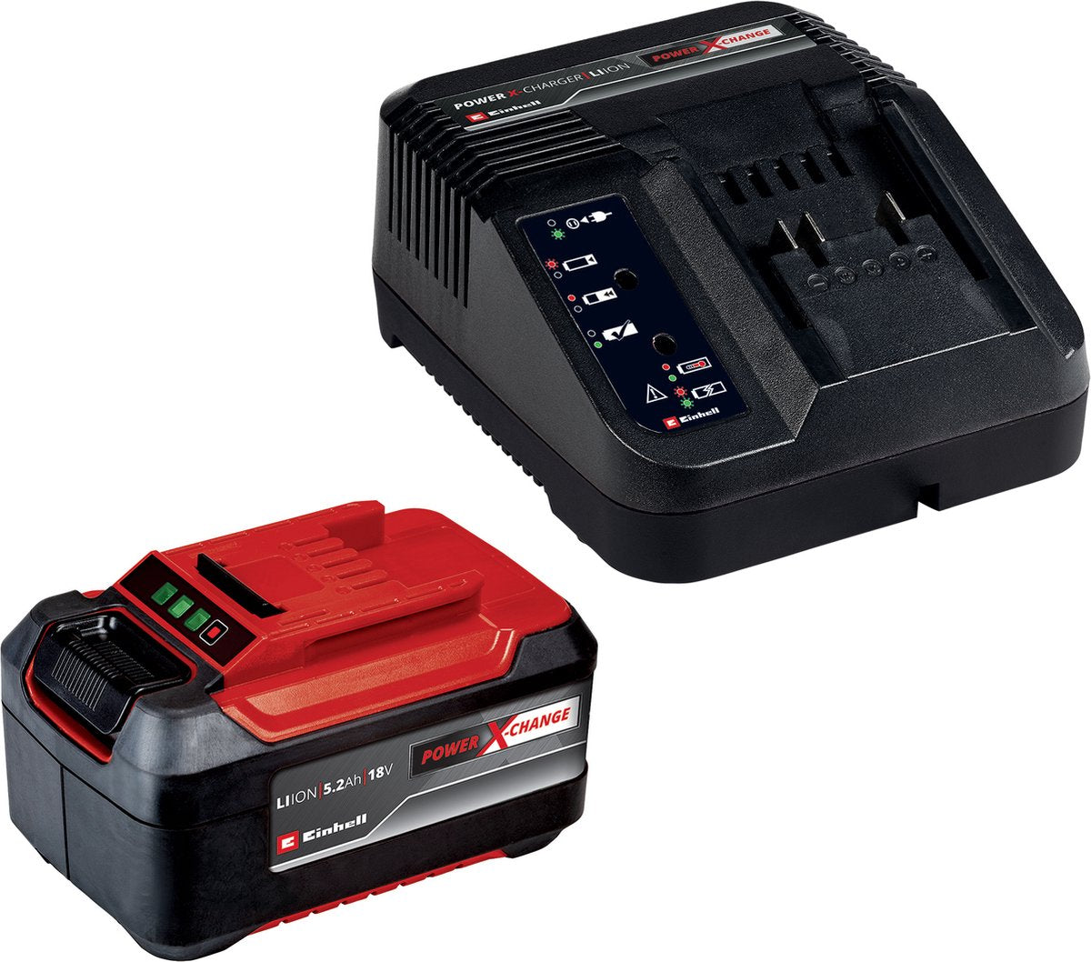 Kit de démarrage Einhell 18 V 5,2 Ah Power X-Change - 1x 5,2 Ah plus batterie et chargeur rapide - Universel pour toutes les machines Power X-Change