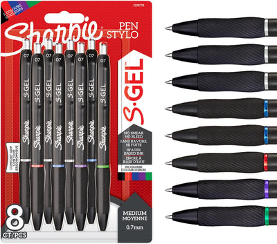Gel Sharpie | stylos gel | pointe moyenne (0,7 mm) | différentes couleurs | 8 pièces