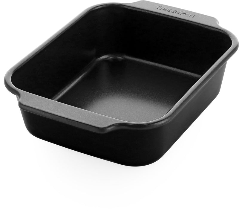 Moule à brownie bistro Greenpan - 22,5x18,5 cm - revêtement antiadhésif sans PFA - plat de cuisson en céramique - passe au four jusqu'à 230°c - noir