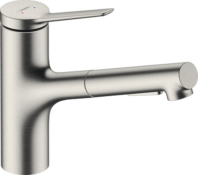 Hansgrohe zesis m33 - mitigeur de cuisine - commande à levier unique - taille 150 mm - douchette extractible - 2 fonctions de pulvérisation - aspect acier inoxydable