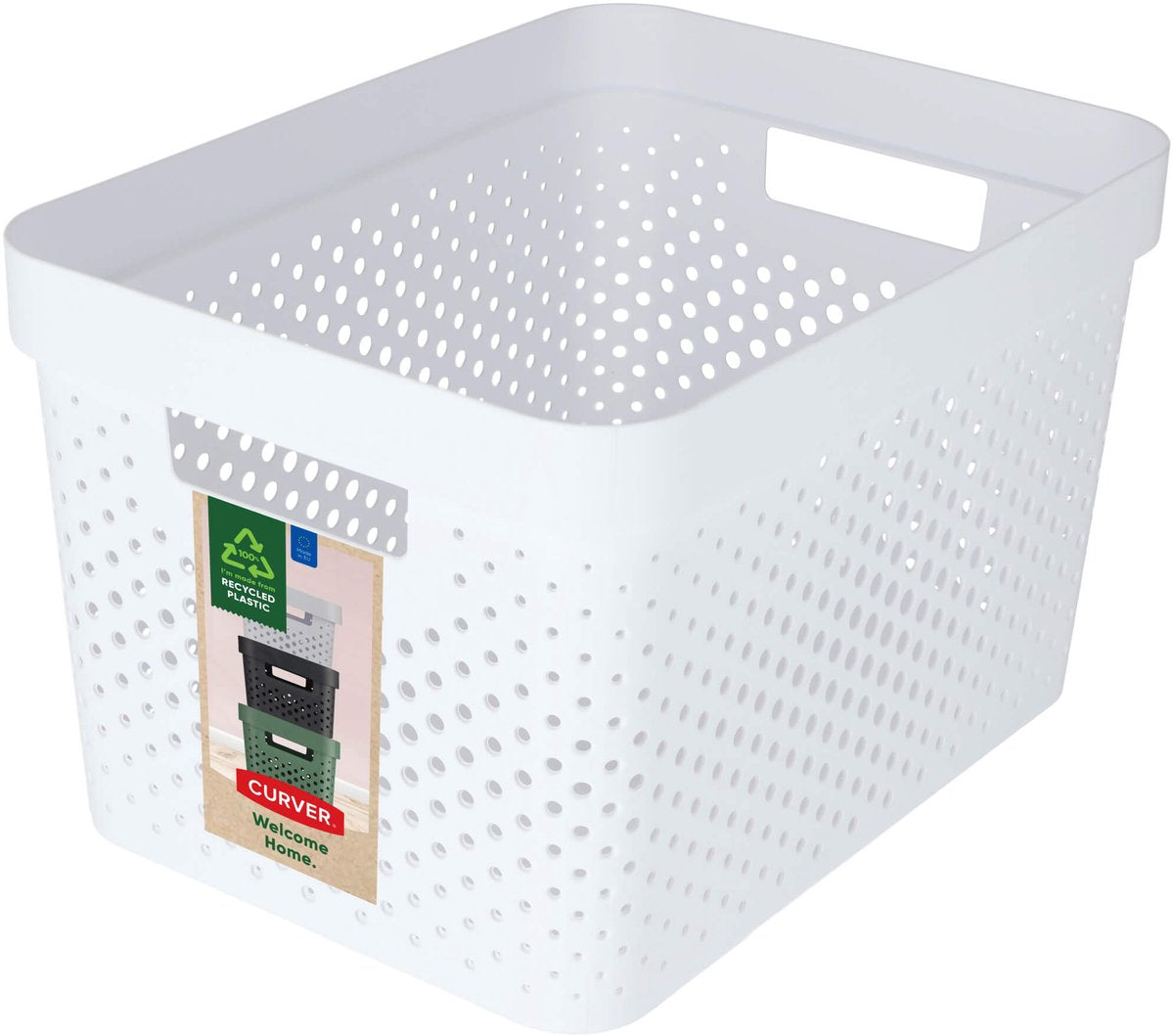 Boîte de rangement Curver Infinity à pois recyclés - 17 litres - blanc