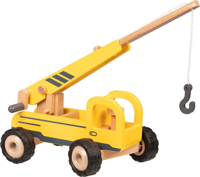 Camion de grue en bois goki jaune