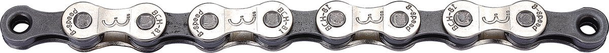 Bbb cycling powerline chaîne de vélo - chaîne de vélo 8 vitesses vélo de course - 114 maillons - gris et argent nickelé - bch-81