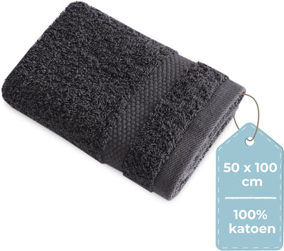 Faire taire. serviette Living Hush Living - par pièce - 50×100 cm - 100% coton - qualité lourde 500g m2 - bordure élégante et boucle de suspension - anthracite