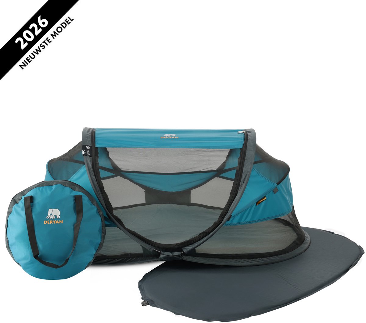 Lit de camping de luxe bébé Deryan - avec matelas autogonflant - océan