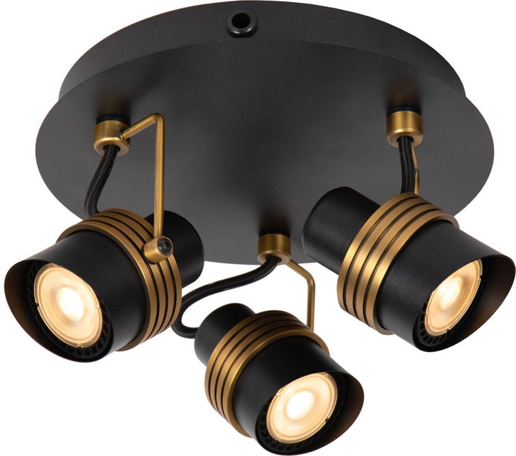 Lucide toundran - spot de plafond (plafonnier) - ø 21 cm - 3xgu10 - noir