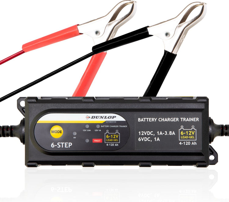 Entraîneur chargeur de batterie Dunlop - 6 12 v - intelligent - 6 phases - indicateurs - ip65