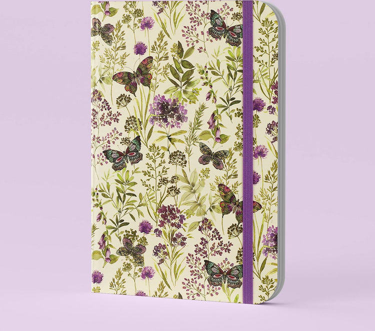 Carnet compact Peter Pauper - papillons améthyste - avec fermeture élastique - 13x18 cm