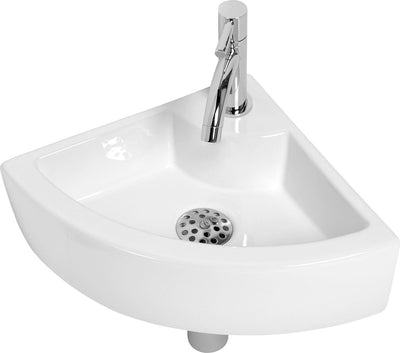 Ensemble de fontaine Plieger Miami - Ensemble de fontaine d'angle - Ensemble de fontaine de toilettes - Céramique - incl. siphon de robinet - blanc