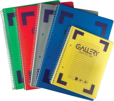 Cahier à spirale traditionnel Gallery ft A5, quadrillé 5 mm, couleurs assorties, 160 pages, 6 pièces