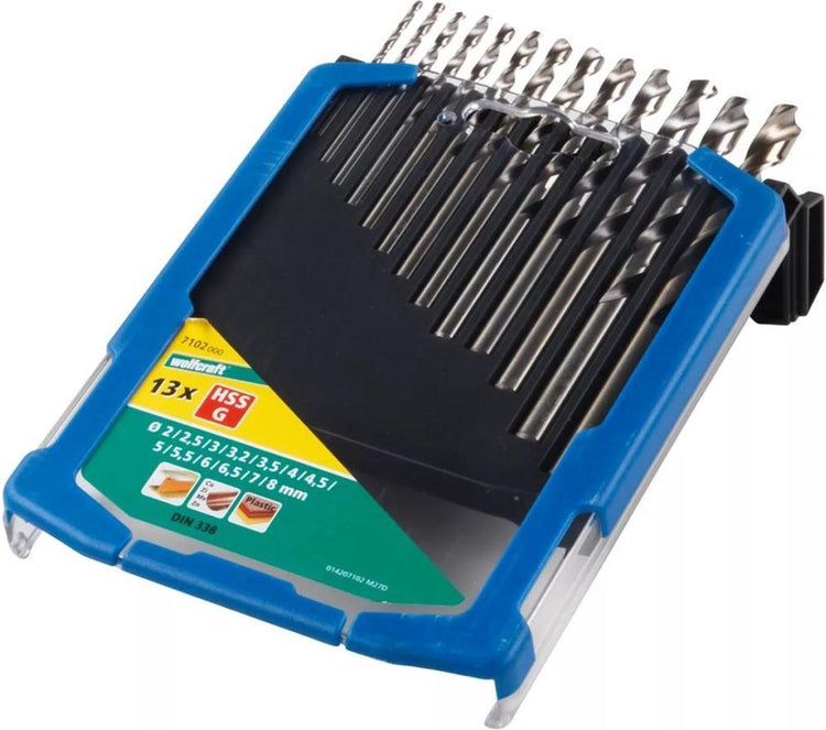Wolfcraft - jeu de forets à métaux ø 2 à 8 mm - 13 pièces - hss rectifié - 7102000