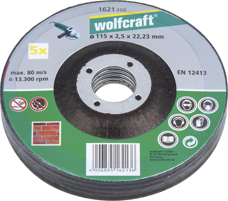 Wolfcraft - disque à tronçonner pour pierre 115mm - 5 pièces - coudé - 1621300