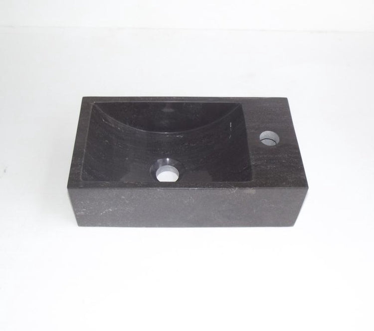 Fontaine en pierre Plieger avec trou pour robinetterie à droite 40x22cm anthracite