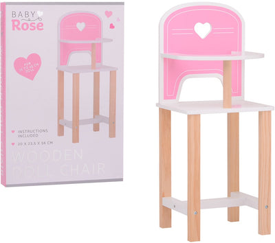 Johntoy chaise de poupée en bois bébé rose - jouets de meubles de poupée.