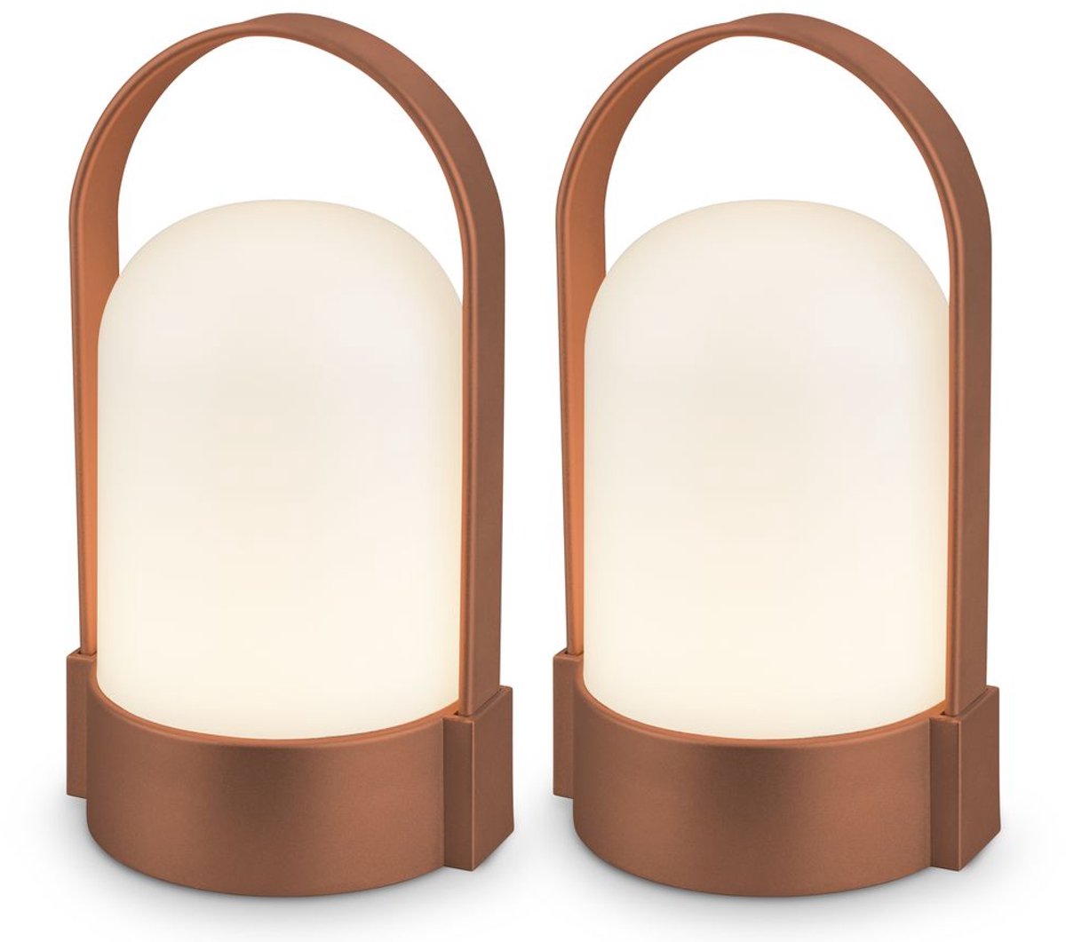 B.k.licht asa - lot de 2 lampes de table rechargeables - lampe sans fil - dimmable - lampe de camping - lampe de tente - 50 lm - pour intérieur et extérieur - 9 x 8 x 15,5 cm - marron