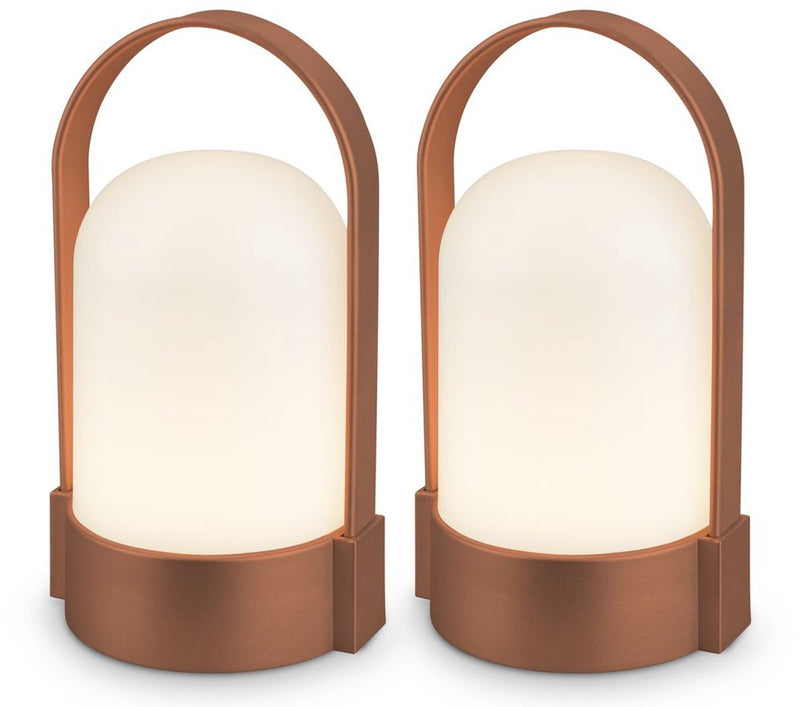 B.k.licht asa - lot de 2 lampes de table rechargeables - lampe sans fil - dimmable - lampe de camping - lampe de tente - 50 lm - pour intérieur et extérieur - 9 x 8 x 15,5 cm - marron