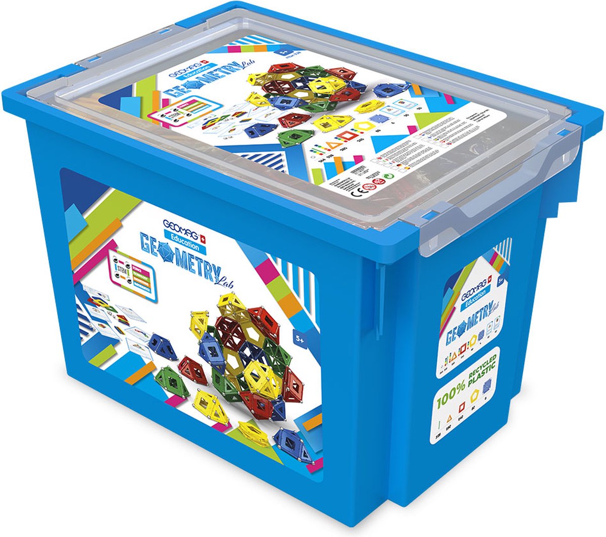Geomag education laboratoire de géométrie recyclé grand - jeu de construction magnétique à tige - 1439 pièces - à partir de 3 ans