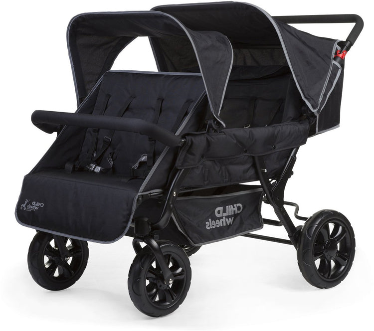Childhome poussette deux par deux - 4 places - poussette incl. housse de pluie et pare-soleil - 120x85x103cm
