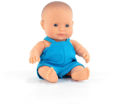 Poupée bébé Miniland - Garçon européen 21cm - au parfum vanille - imperméable - 10 mois