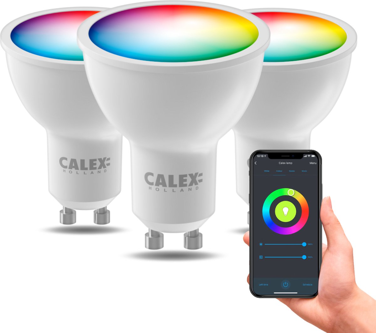 Lampe intelligente Calex - lot de 3 pièces - éclairage LED wifi - gu10 - source de lumière intelligente - dimmable - rgb et blanc chaud - 4,9w